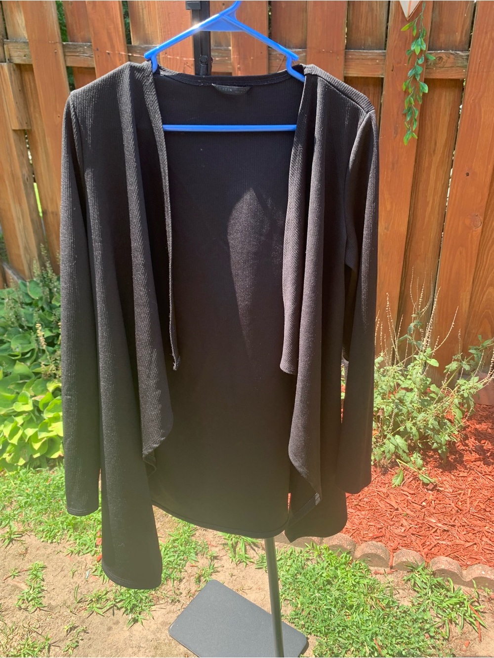 SHEIN Black Open Drape Front Cardigan